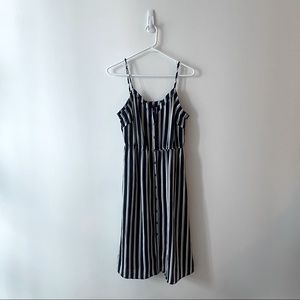 Navy and white striped dress